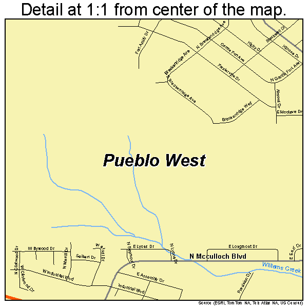 Pueblo West, Colorado road map detail