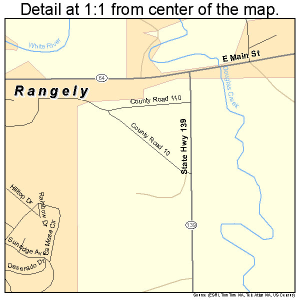 Rangely, Colorado road map detail