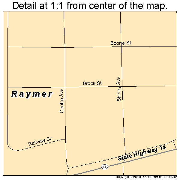 Raymer, Colorado road map detail