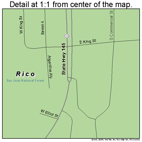 Rico, Colorado road map detail