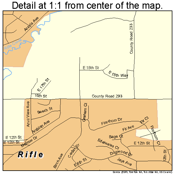 Rifle, Colorado road map detail