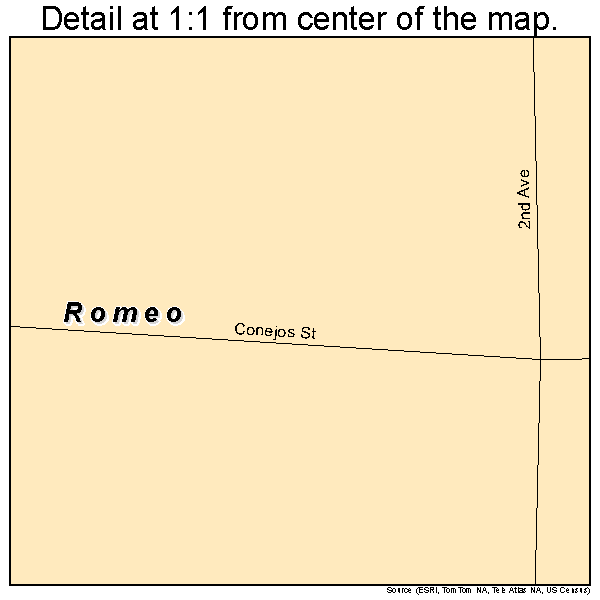 Romeo, Colorado road map detail