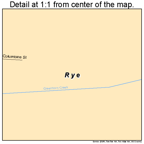 Rye, Colorado road map detail