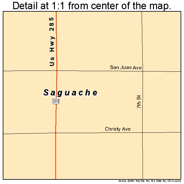 Saguache, Colorado road map detail