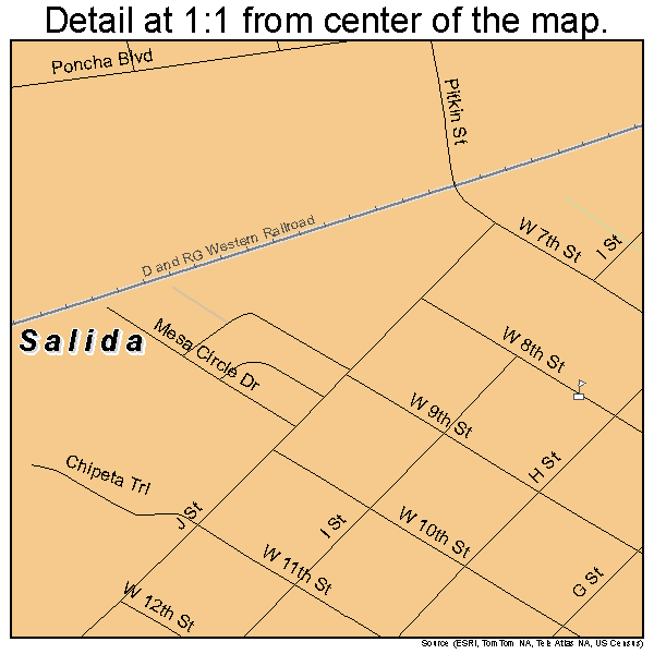 Salida, Colorado road map detail