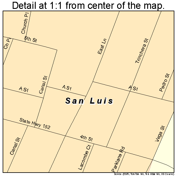 San Luis, Colorado road map detail