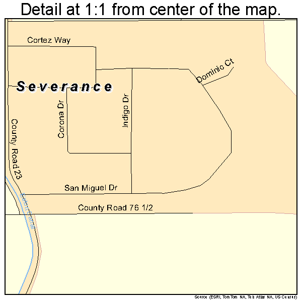 Severance, Colorado road map detail