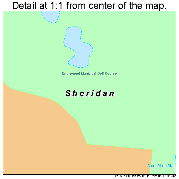Sheridan, Colorado road map detail