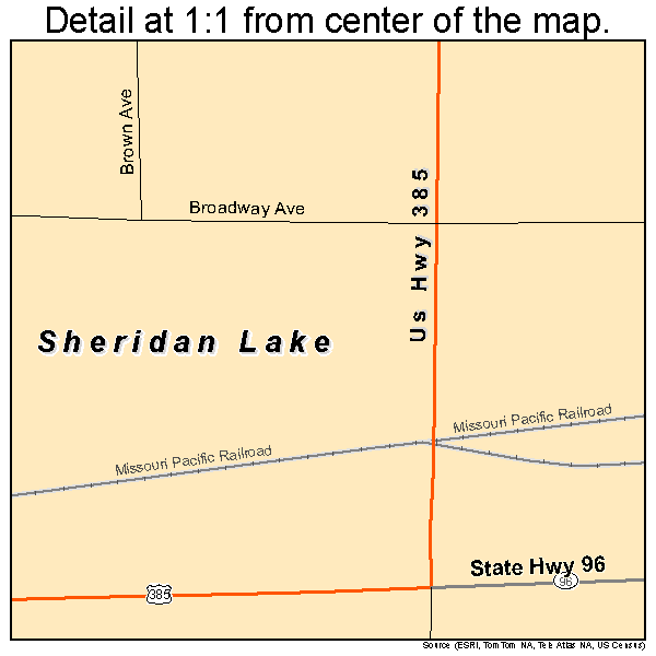 Sheridan Lake, Colorado road map detail