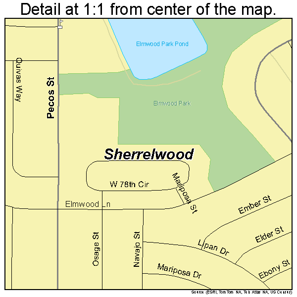 Sherrelwood, Colorado road map detail