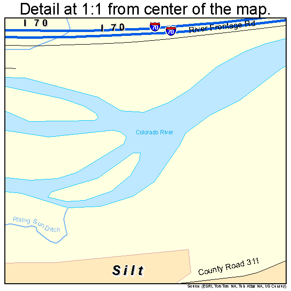 Silt, Colorado road map detail