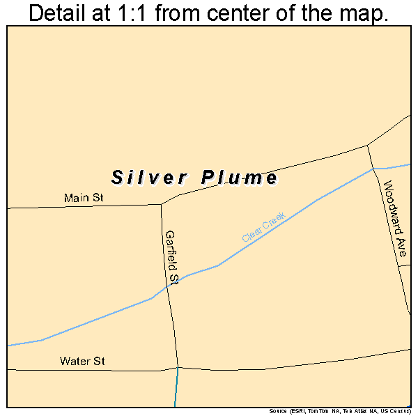 Silver Plume, Colorado road map detail
