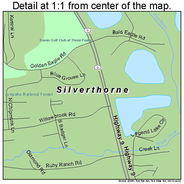 Silverthorne, Colorado road map detail