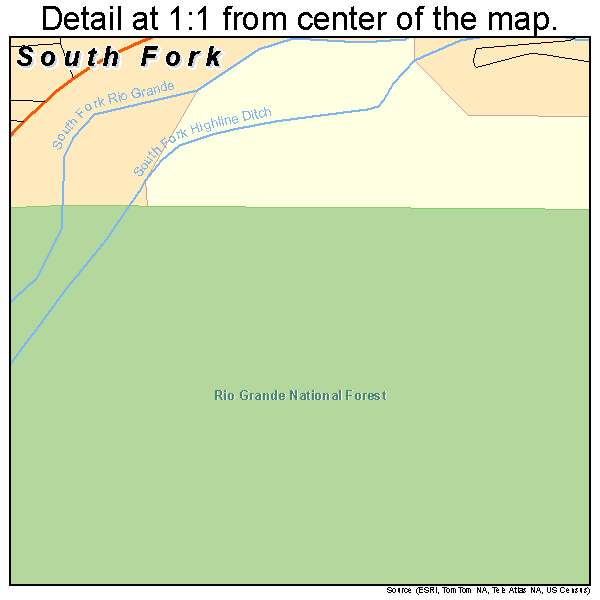 South Fork, Colorado road map detail