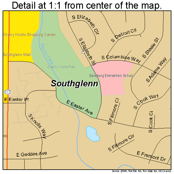 Southglenn, Colorado road map detail