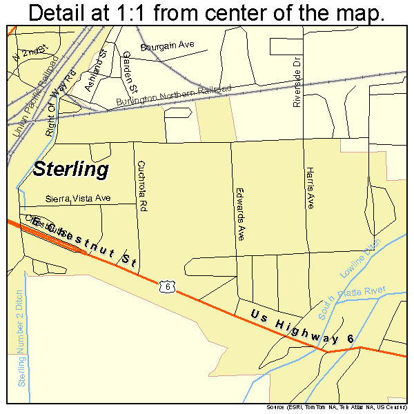 Sterling, Colorado road map detail