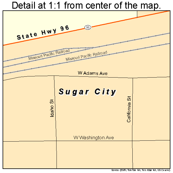 Sugar City, Colorado road map detail