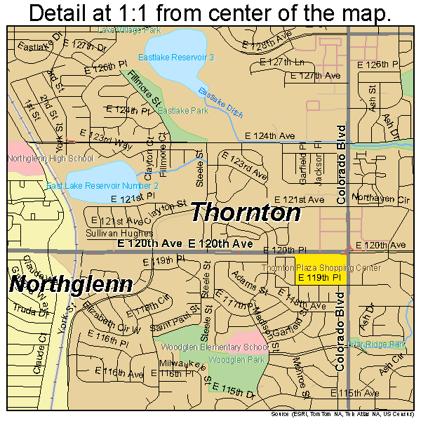 Thornton, Colorado road map detail