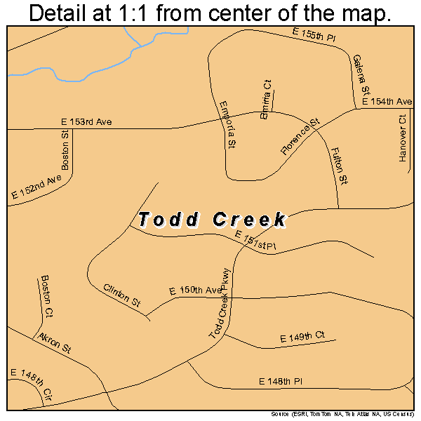 Todd Creek, Colorado road map detail