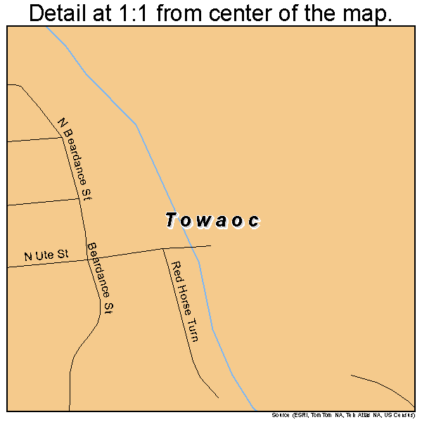 Towaoc, Colorado road map detail