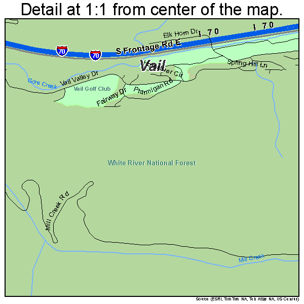 Vail, Colorado road map detail