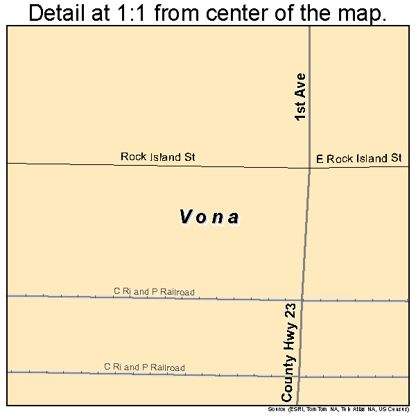 Vona, Colorado road map detail