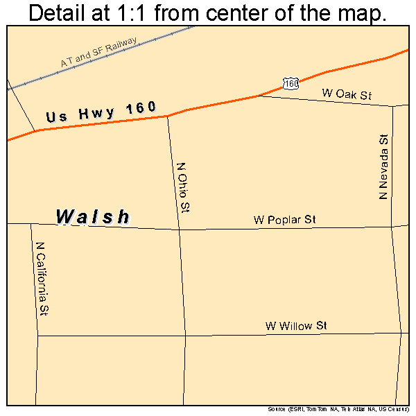 Walsh, Colorado road map detail