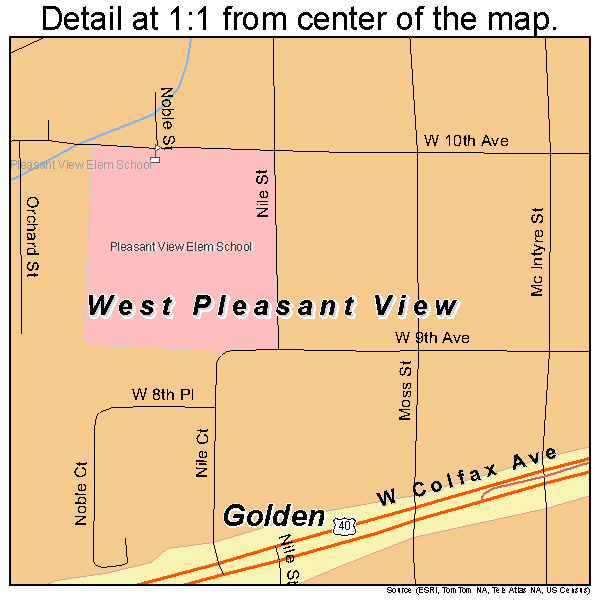 West Pleasant View, Colorado road map detail