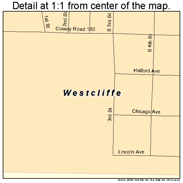Westcliffe, Colorado road map detail
