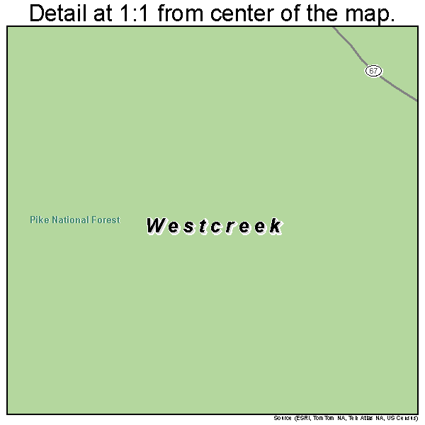 Westcreek, Colorado road map detail