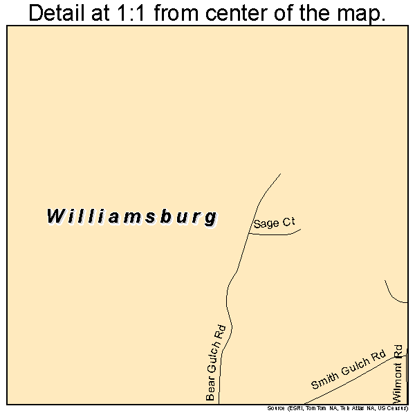 Williamsburg, Colorado road map detail
