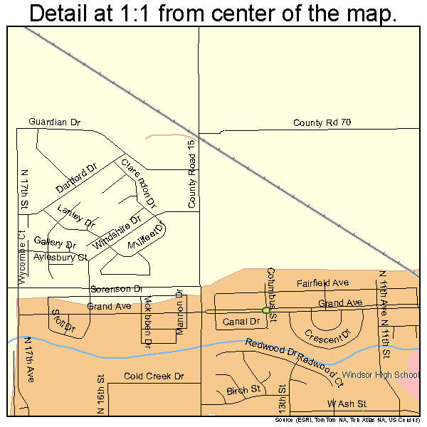 Windsor, Colorado road map detail