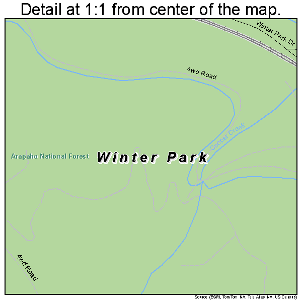 Winter Park, Colorado road map detail