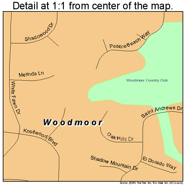 Woodmoor, Colorado road map detail