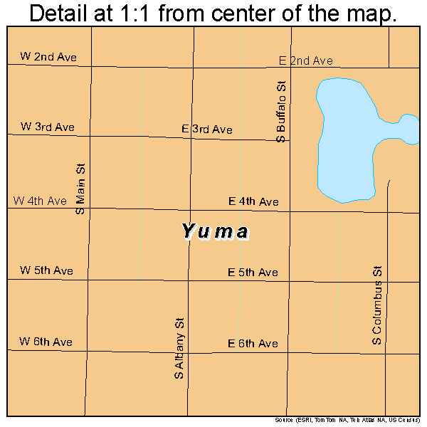 Yuma, Colorado road map detail