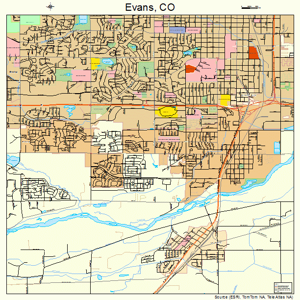 Evans, CO street map