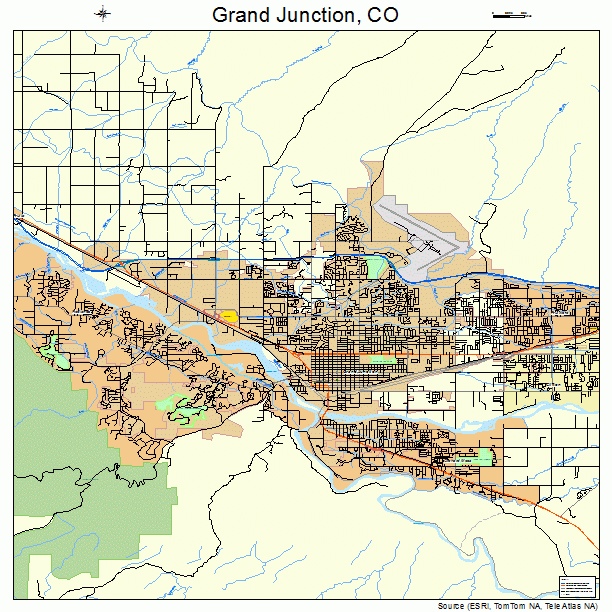 City Street Road Map Grand Junction Map Print Grand Junction Wall Art 