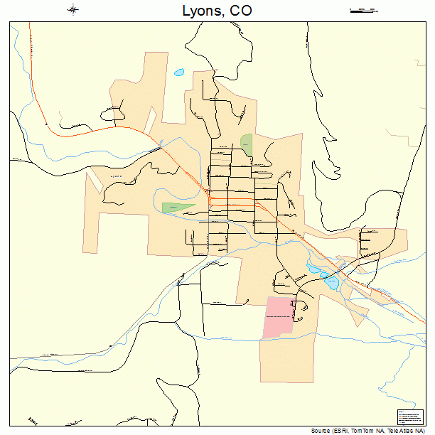 Lyons, CO street map