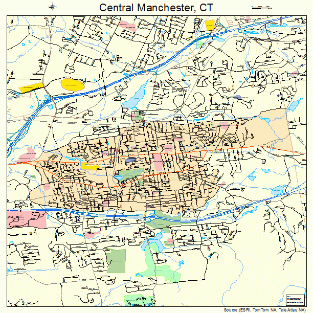 Central Manchester, CT street map