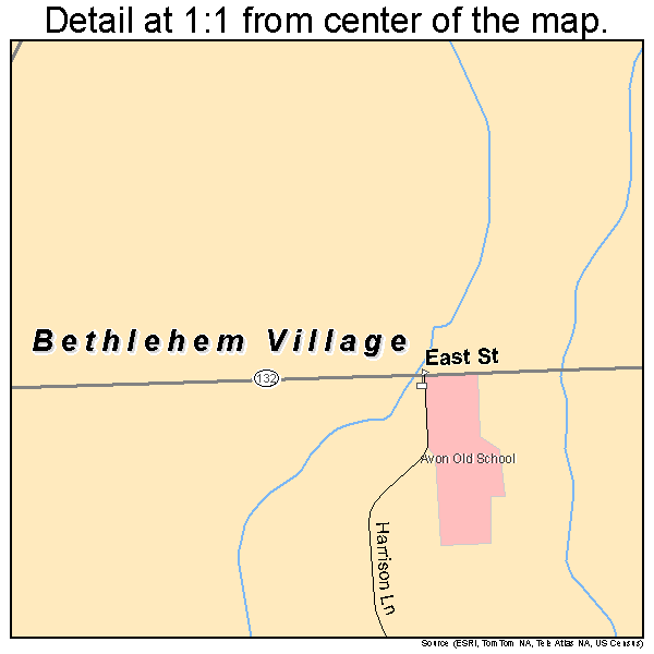 Bethlehem Village, Connecticut road map detail