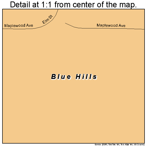 Blue Hills, Connecticut road map detail