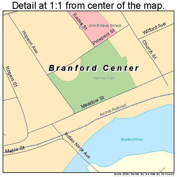 Branford Center, Connecticut road map detail