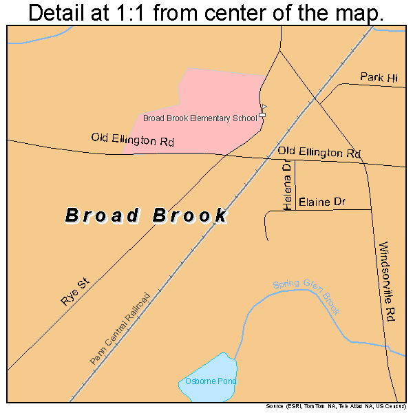 Broad Brook, Connecticut road map detail