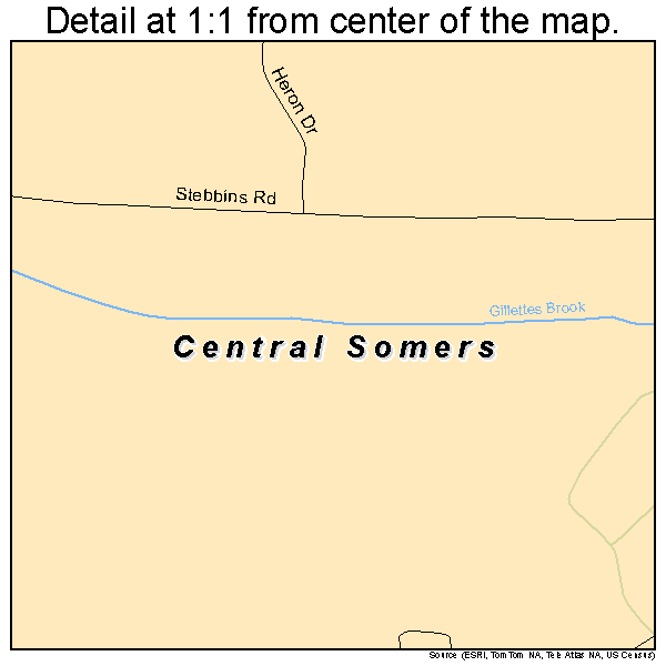 Central Somers, Connecticut road map detail