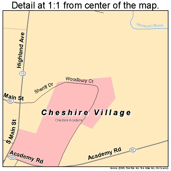 Cheshire Village, Connecticut road map detail