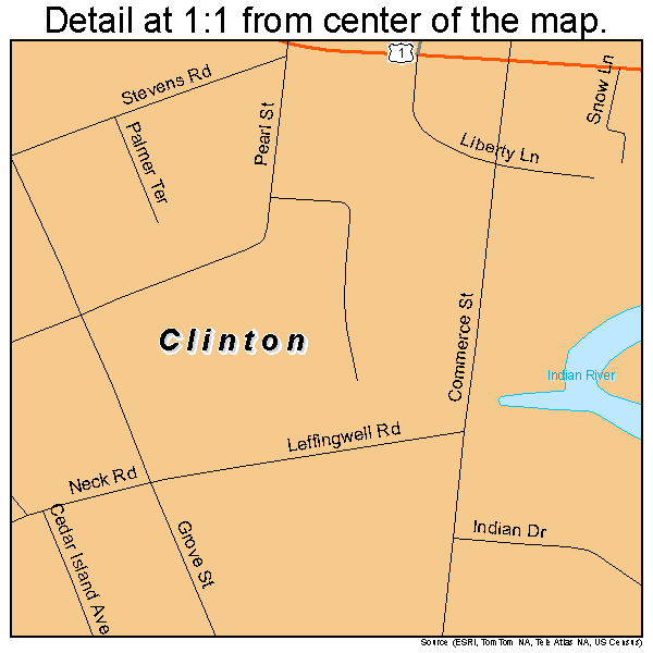 Clinton, Connecticut road map detail