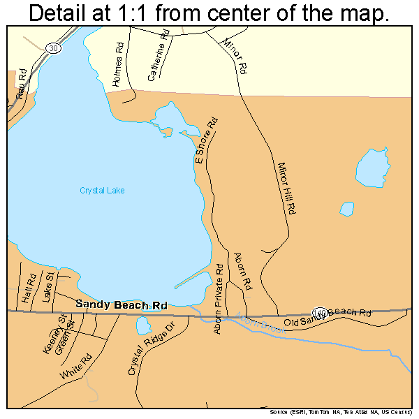 Crystal Lake, Connecticut road map detail