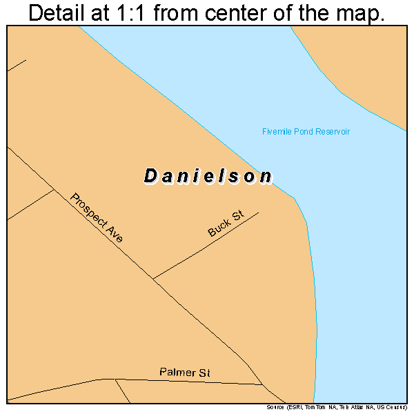 Danielson, Connecticut road map detail