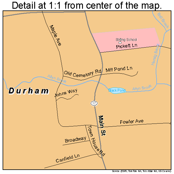 Durham, Connecticut road map detail