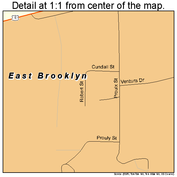 East Brooklyn, Connecticut road map detail